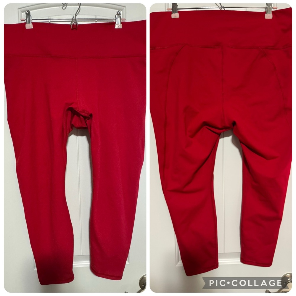 Fabletics Vibrant Red POWERHOLD SZ 2x  Leggings EUC